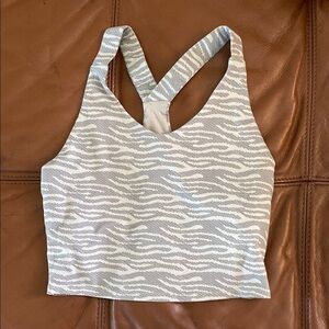 Gray and White Patterned Crop Top